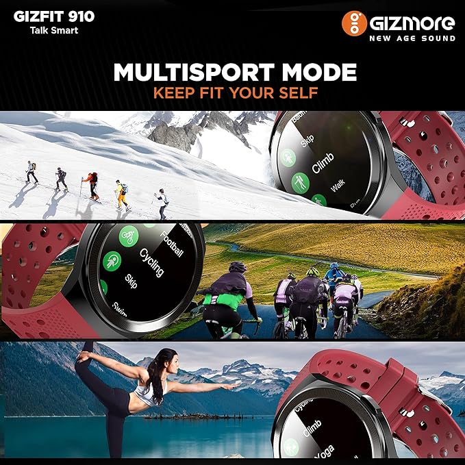 GIZMORE Gizfit 910 Full Smart Watch with in-Built Speaker Bluetooth Calling & Music, Bold Metallic Body/SpO2 and Heart Rate Monitoring, Unlimited Faces Long Battery Life & Multiple Sports Mode- Red GIZMORE Gizfit 910 Full Smart Watch with in-Built Speaker Bluetooth Calling & Music, Bold Metallic Body/SpO2 and Heart Rate Monitoring, Unlimited Faces Long Battery Life & Multiple Sports Mode- Red